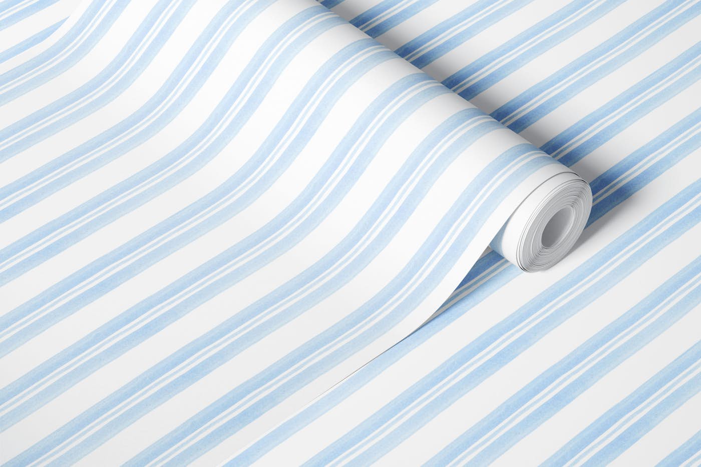 Watercolour Blue Stripes wallpaper roll