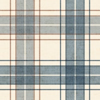 Classic Farmhouse Plaid Check Blue Brown wallpaper