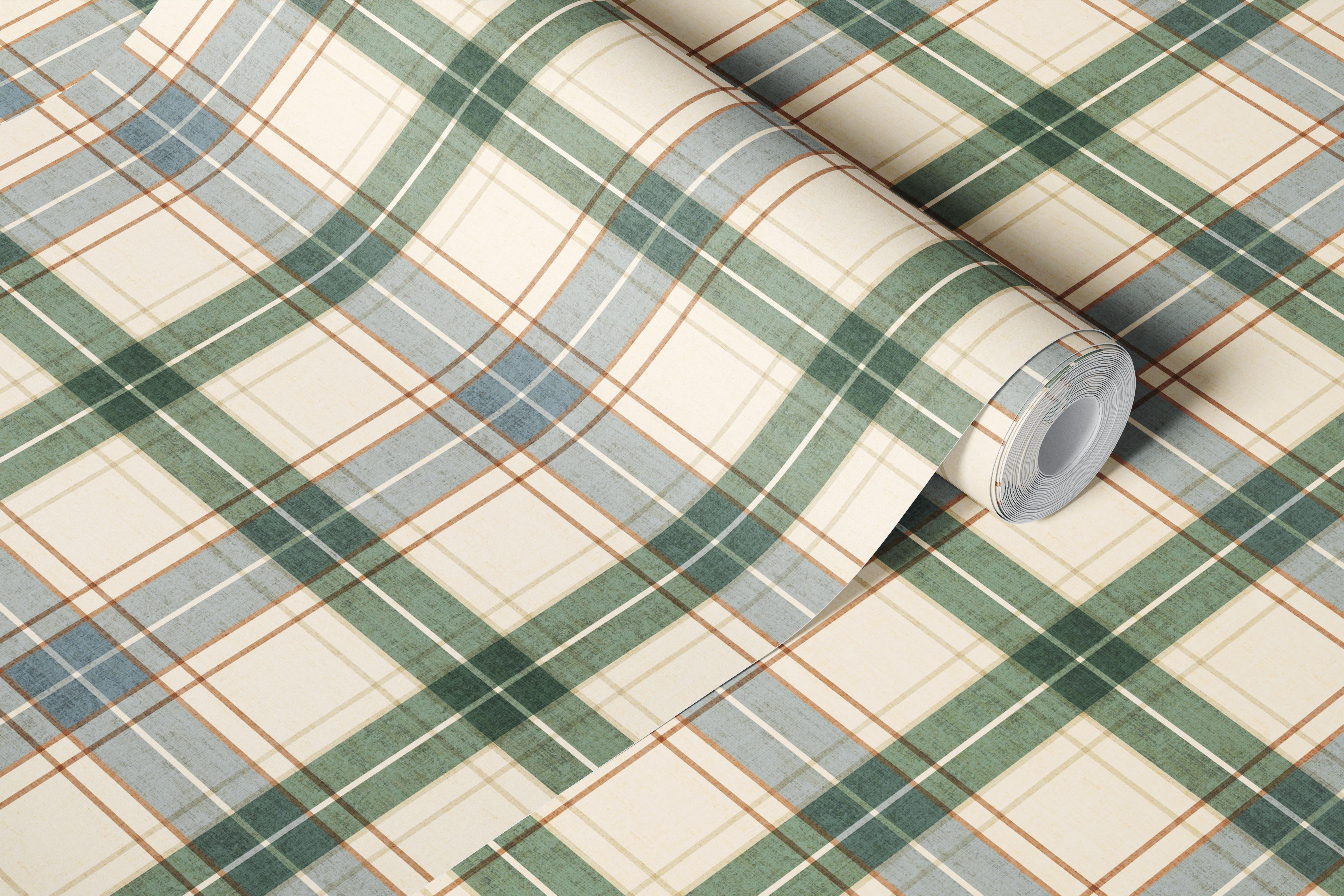 Classic Farmhouse Plaid Check wallpaper huoneessa