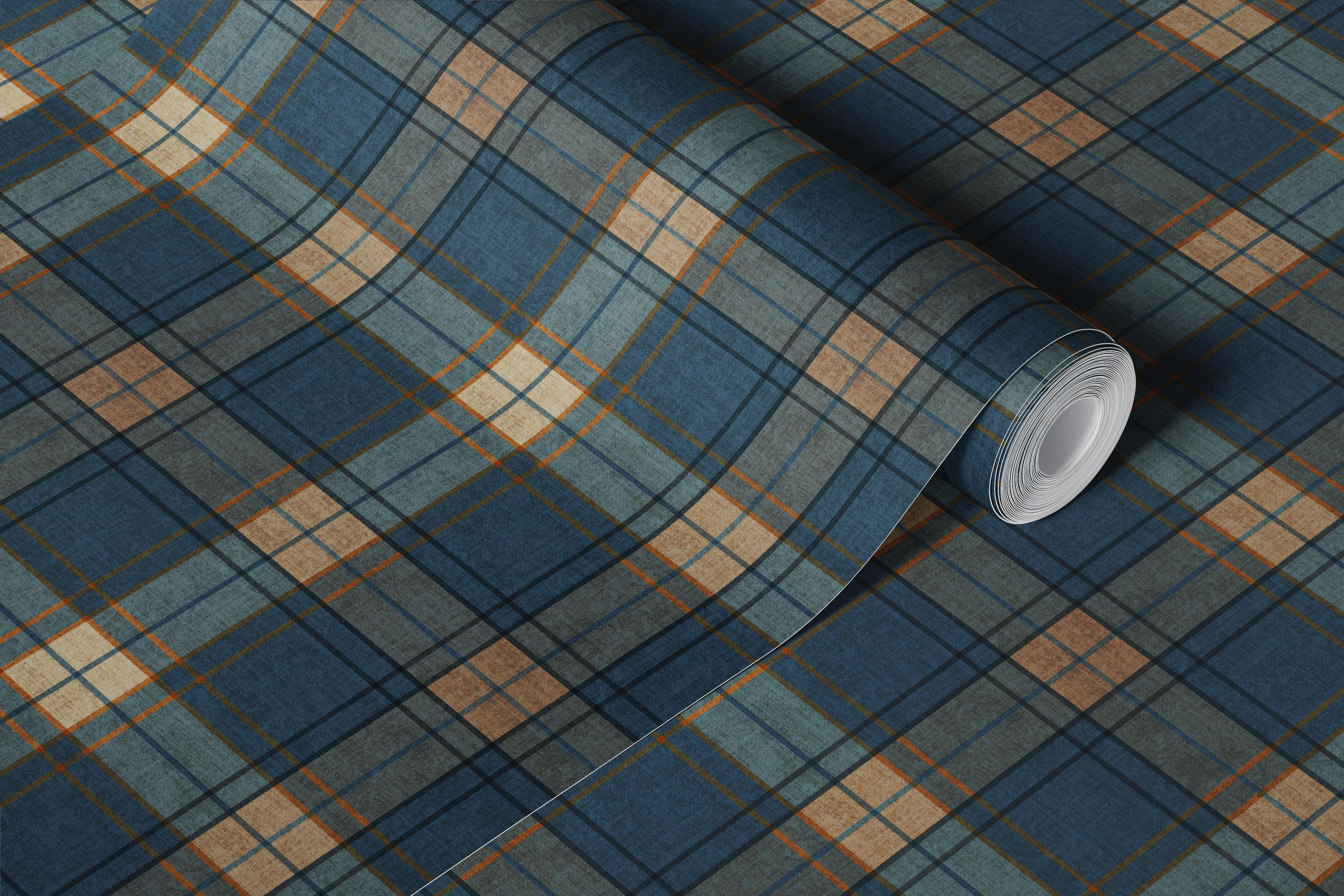 Dark blue plaid tartan pattern wallpaper