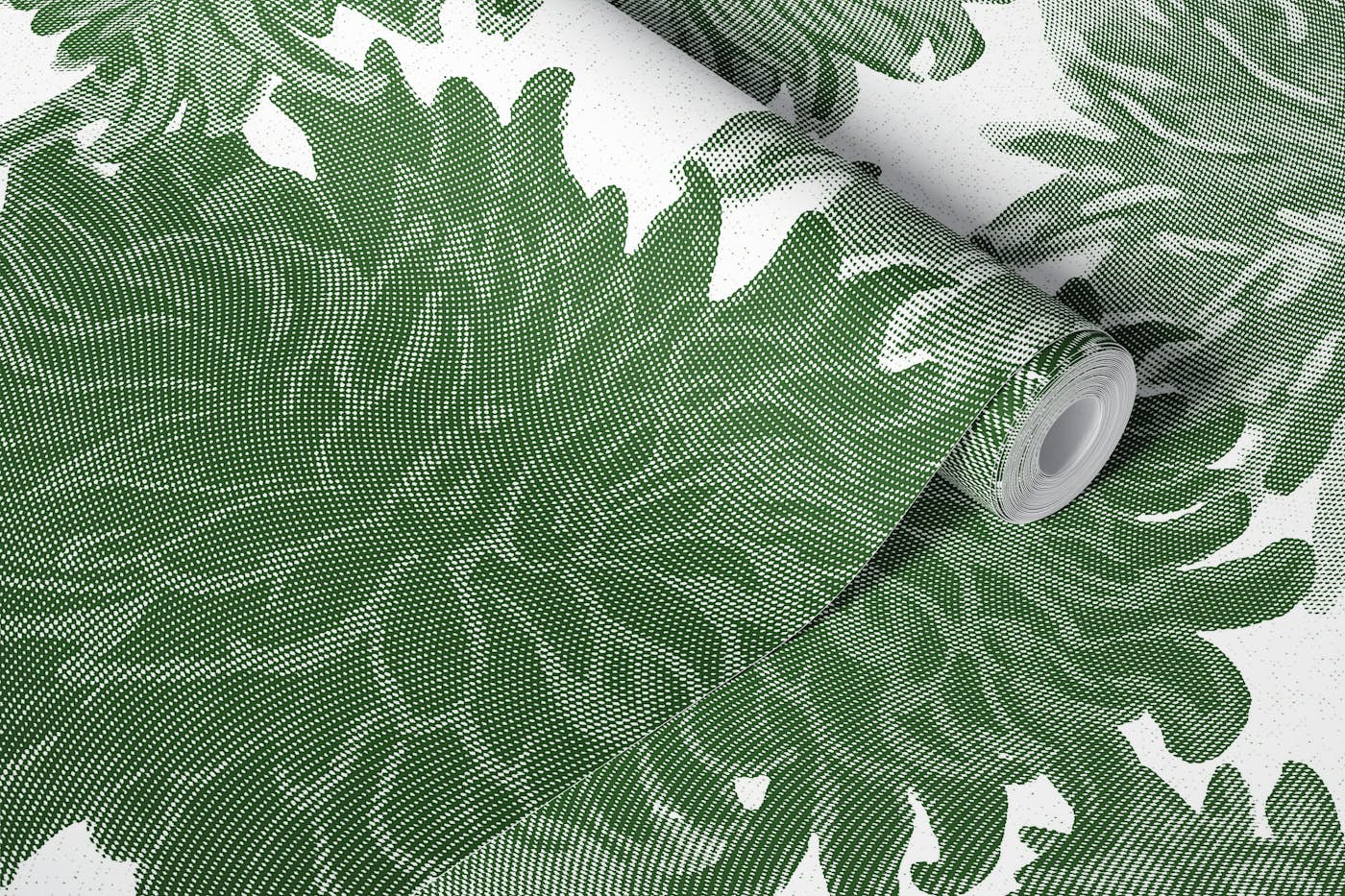 Sunflowers and Dahlias in Green wallpaper roll
