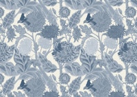 Sunflowers and Dahlias in Blue tapete