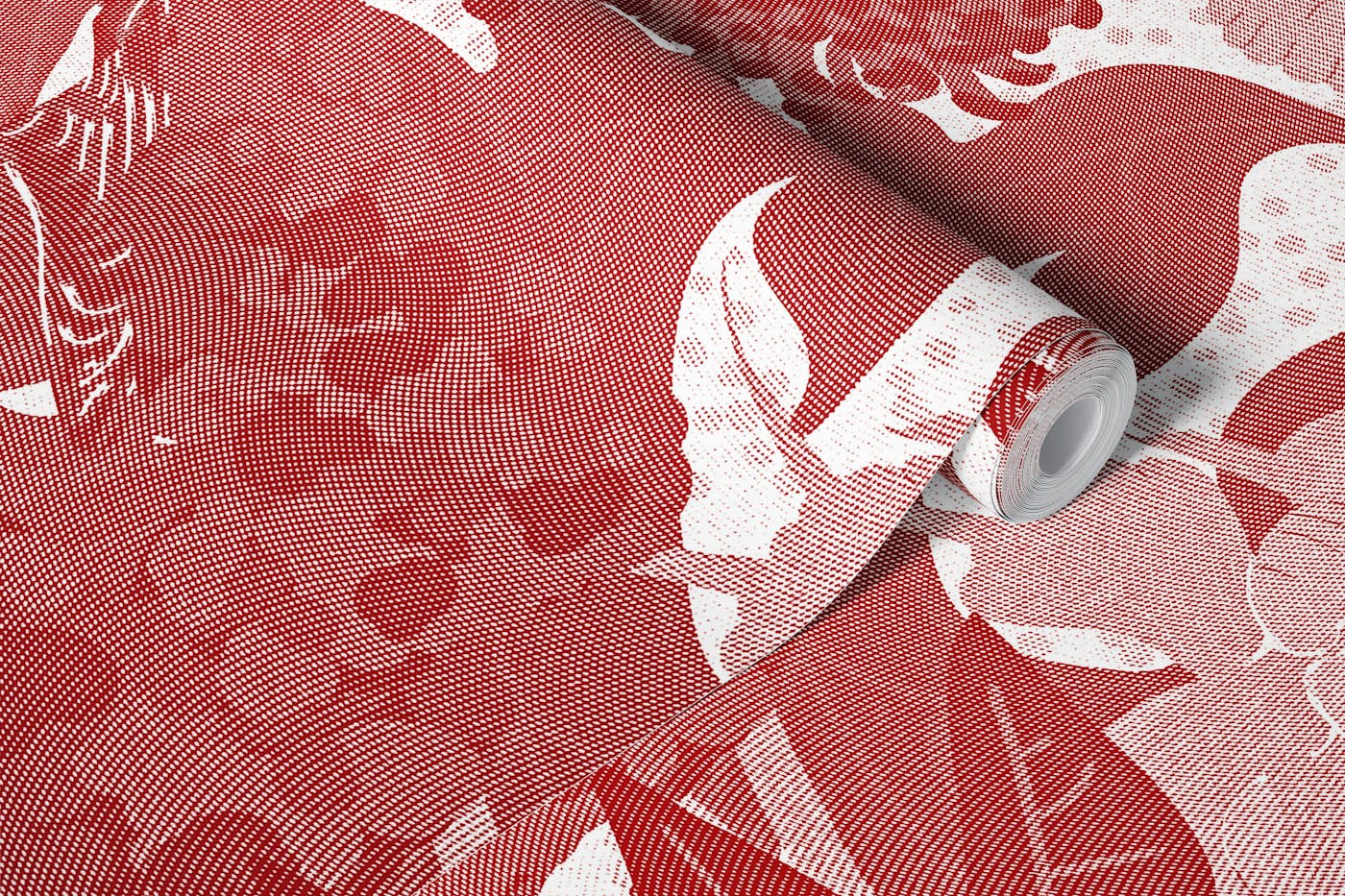 Lilacs and Swallows in Red wallpaper roll