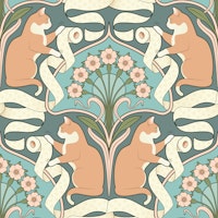 Cat & Toilet Paper ArtNouveau AuroMetalSaurus papiers peint