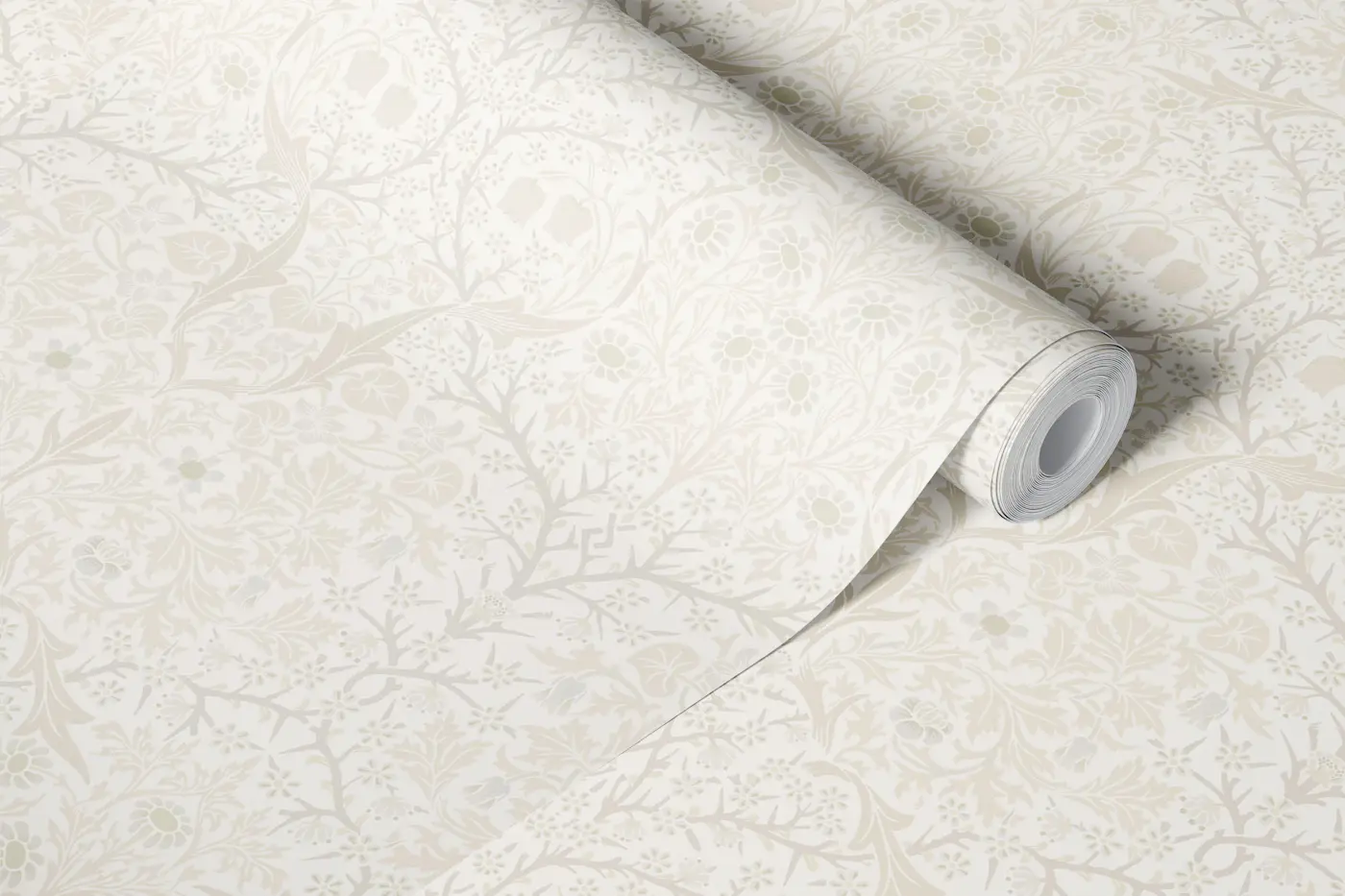 Blackthorn in Eggshell - Arts & Crafts wallpaper roll