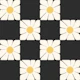 Sunny Daisies Squares Black Pattern