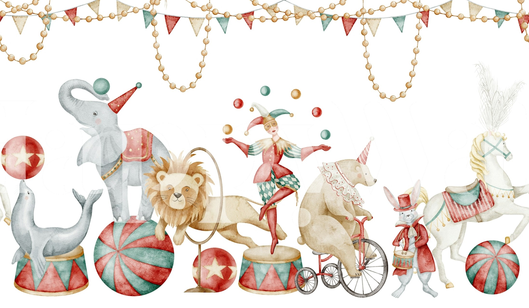 Vintage Circus wallpaper design in a room