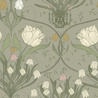 Art Nouveau Flourishing Woodland - Green carta da parati