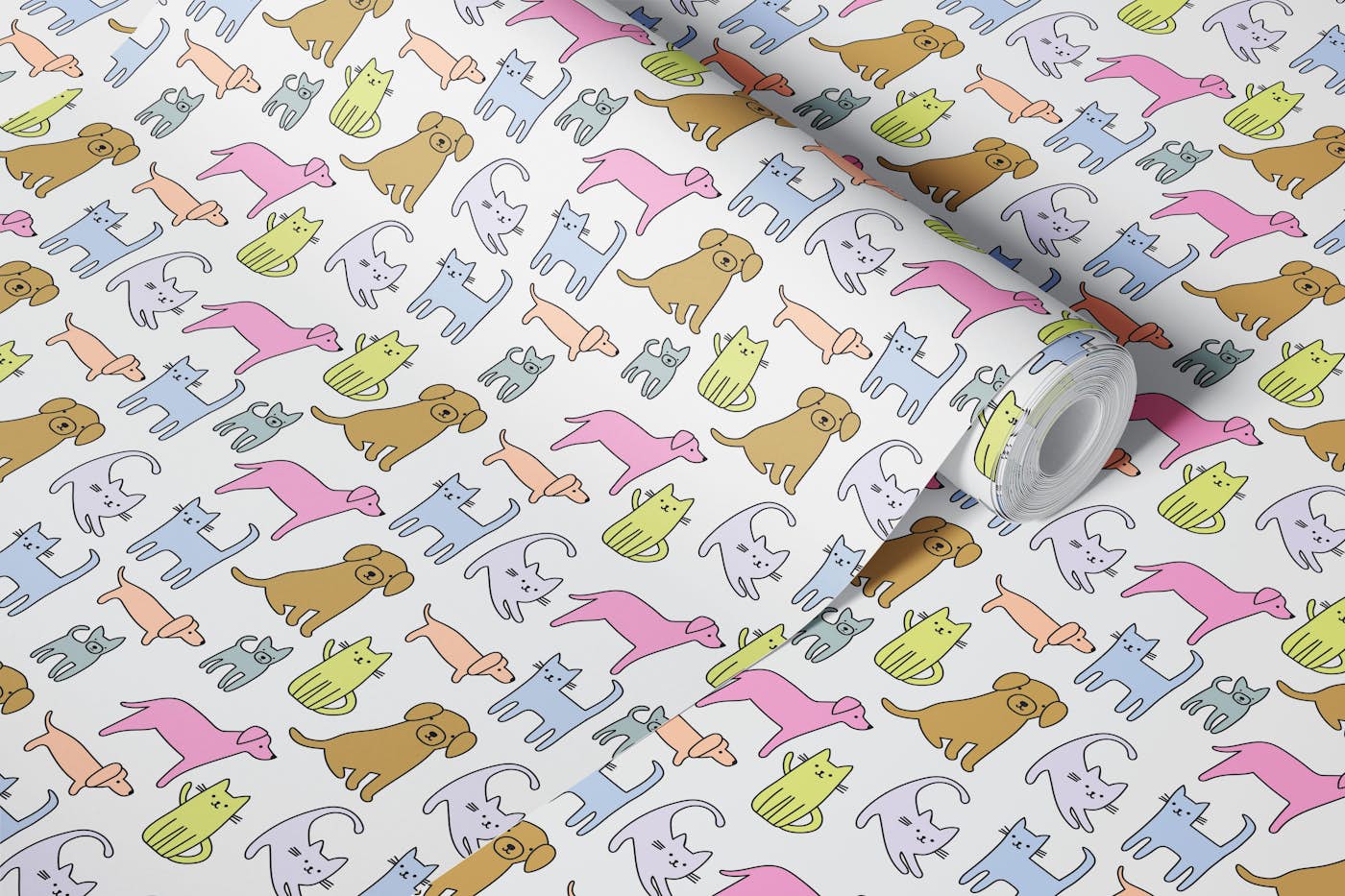 Cats and Dogs wallpaper roll
