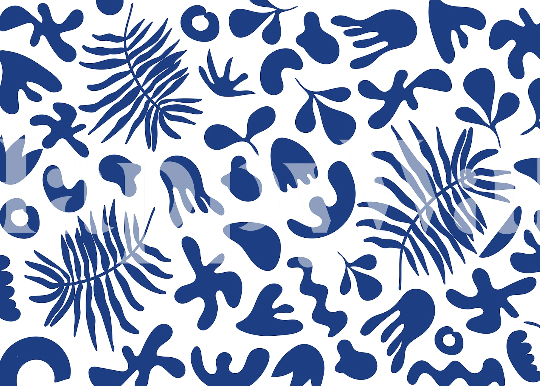 Papel de parede Nature Inspired Blue em um quarto
