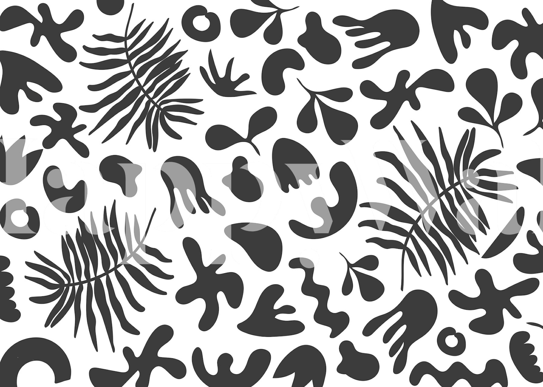 Design tapety Monochrome Abstract Forms w pokoju
