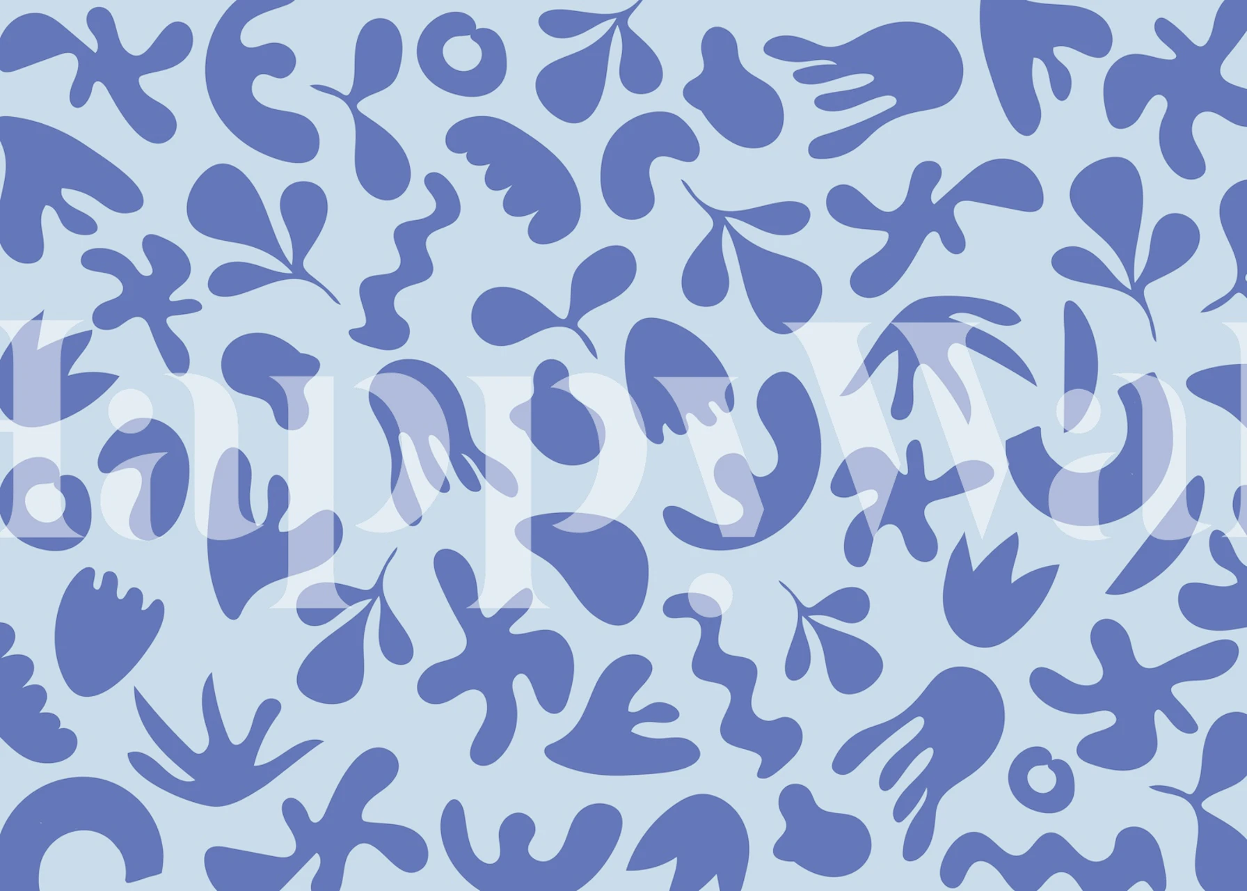 Abstract shapes in blue and light blue wallpaper