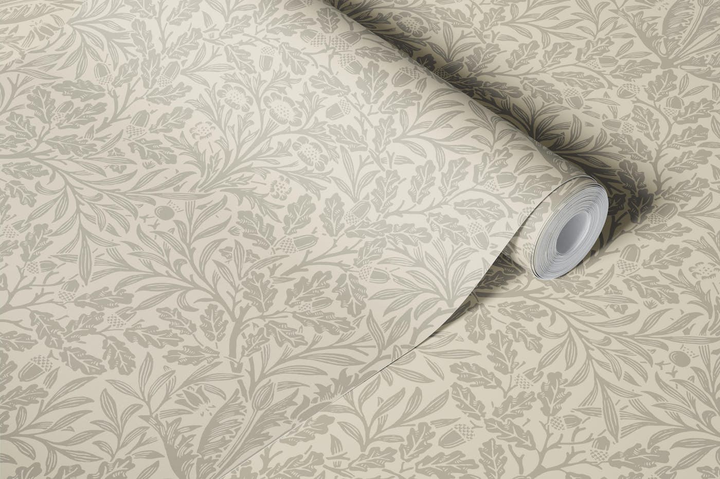 Acorn in Hardwick Grey - Arts & Crafts wallpaper roll