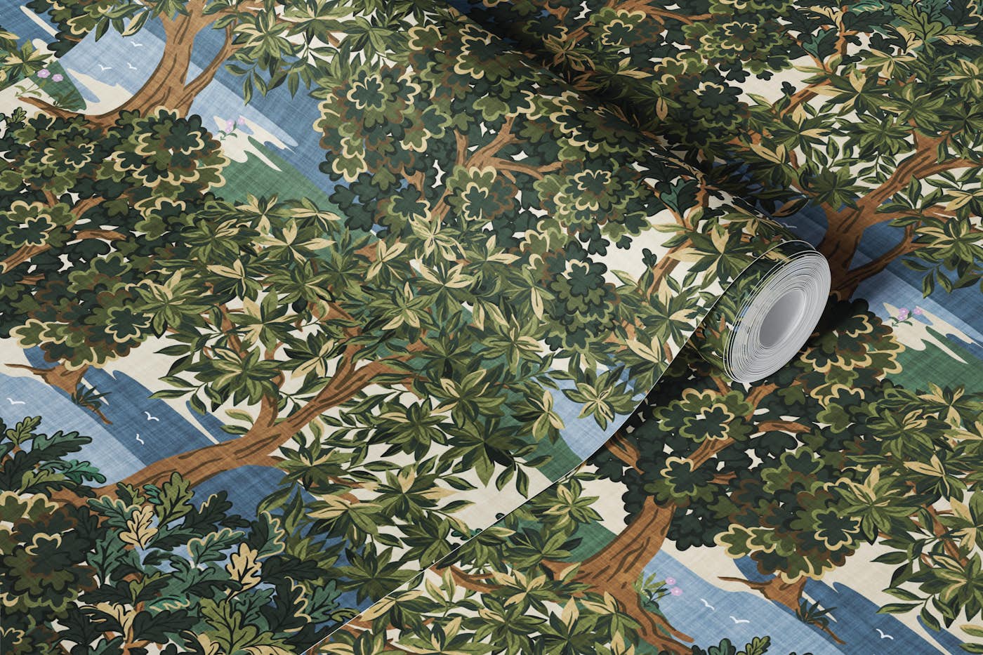 Vintage Verdure Tapestry Tree Landscape Green wallpaper roll