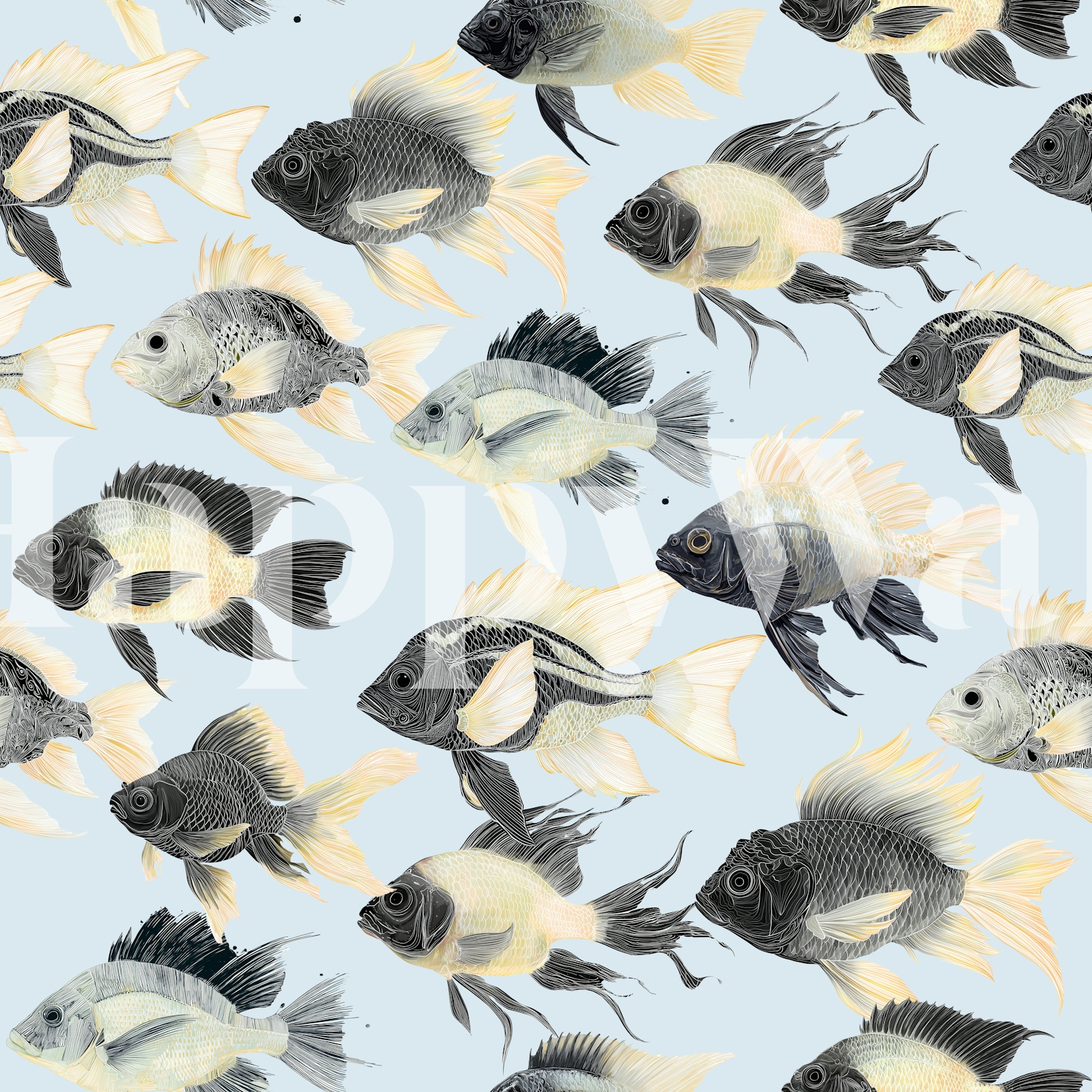 Fish Pattern Wallpaper for Nautical Decor