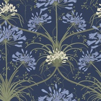 Art Nouveau Agapanthus - Royal Navy Blue wallpaper
