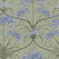 Art Nouveau Agapanthus - Blue & Green tapete