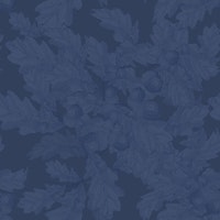 Vintage Oak Tree & Acorn Foliage - Dark Blue wallpaper