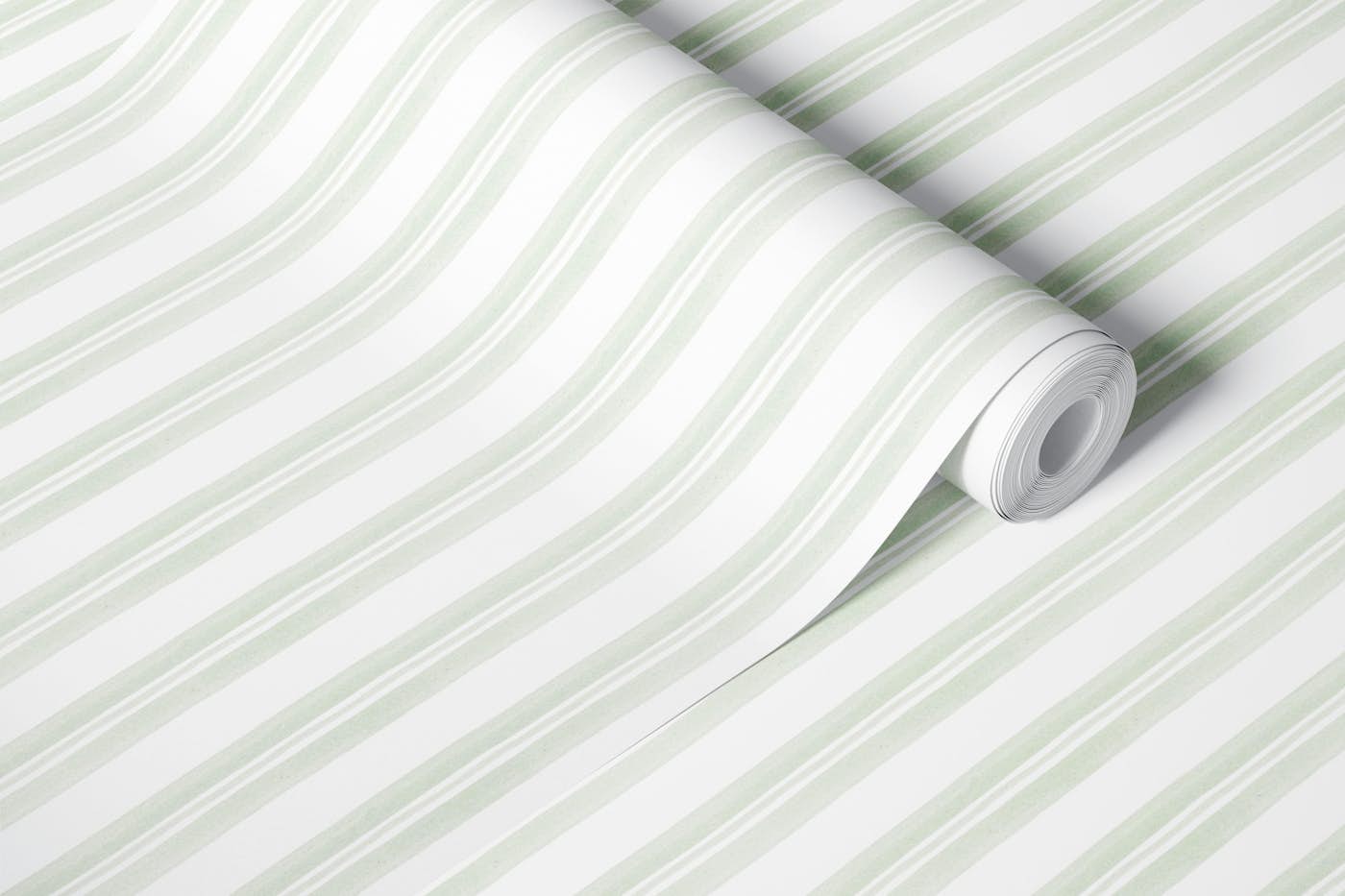 Watercolour Sage Stripes wallpaper roll
