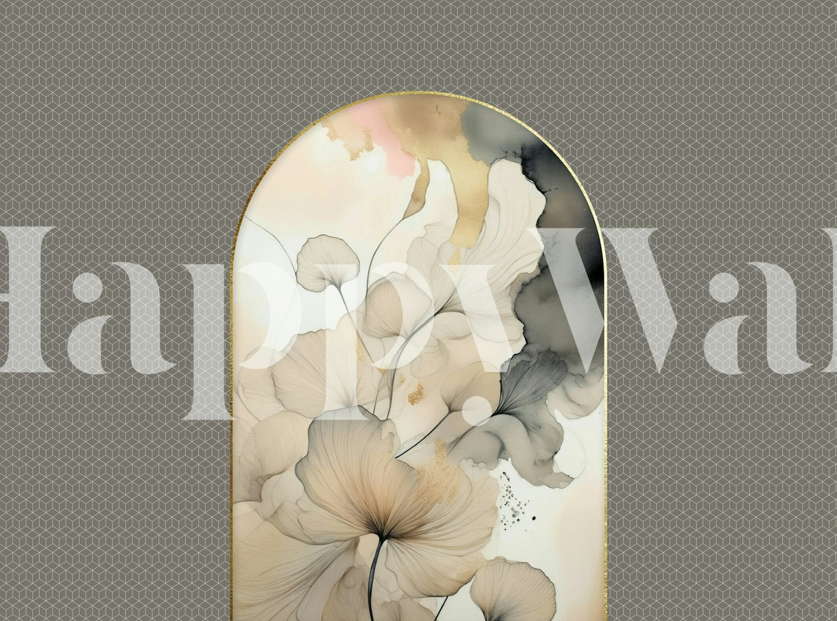 Floral archway wallpaper in a room