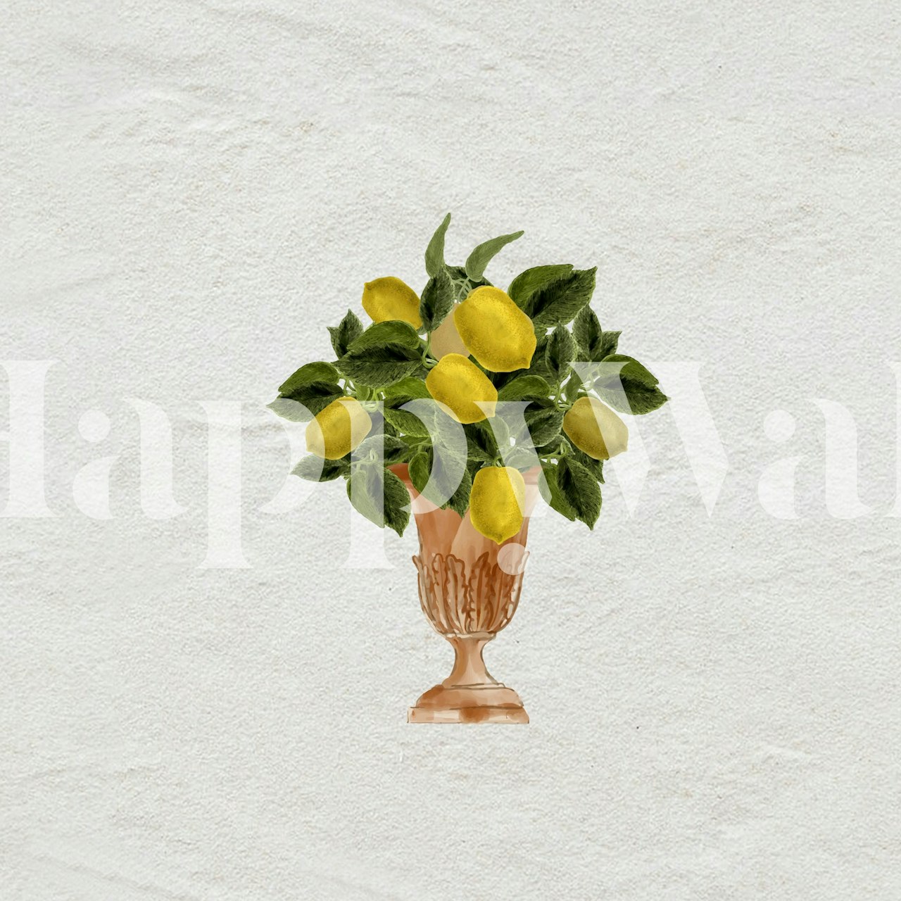 Vintage lemons and urn wallpaper design