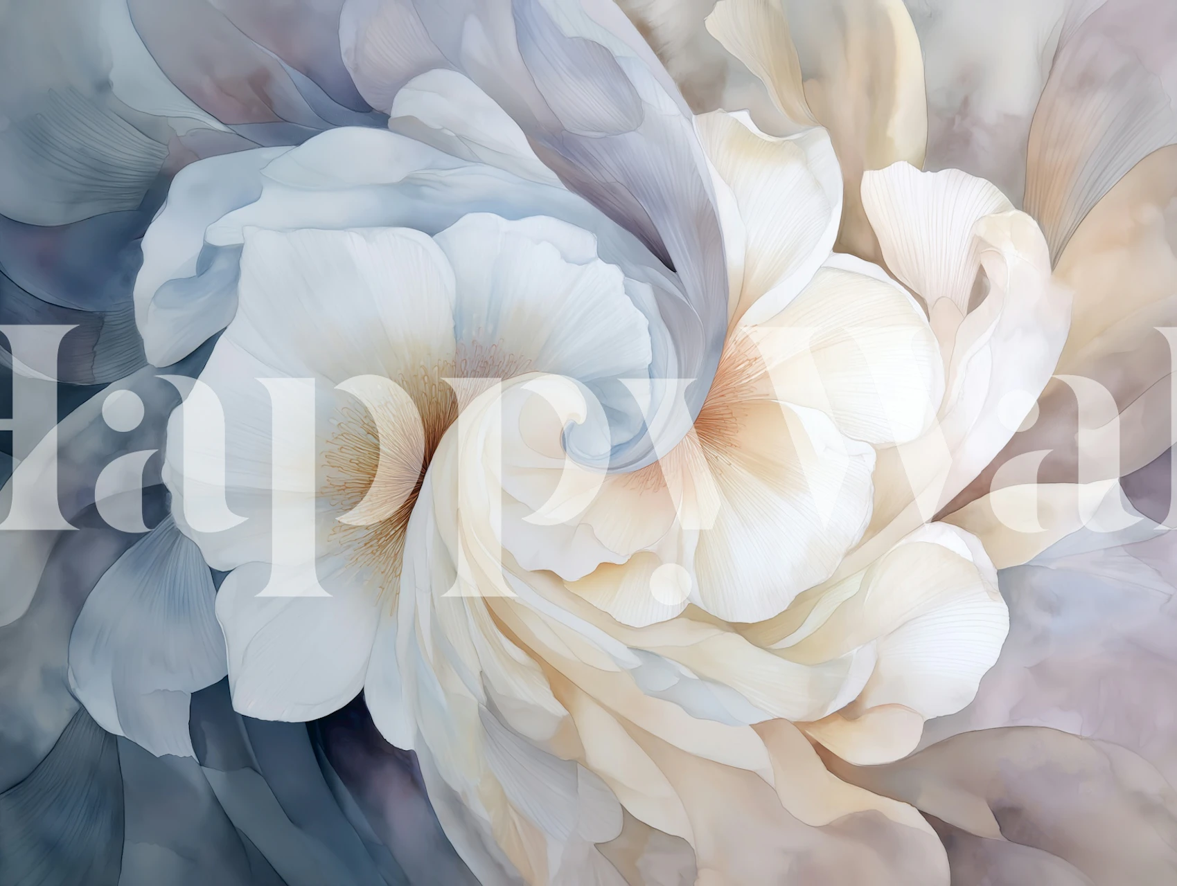 Soft pastel floral swirl pattern wallpaper