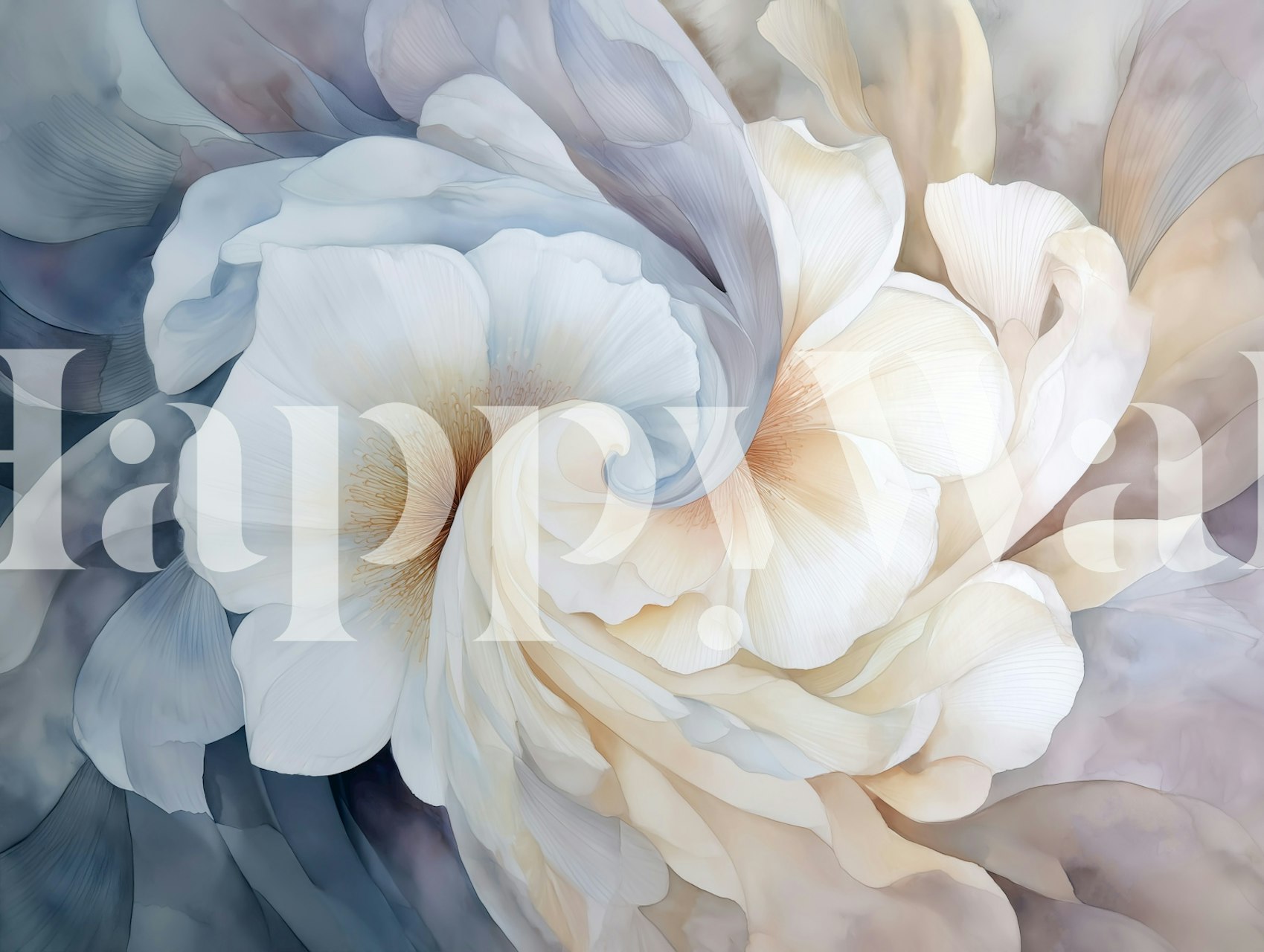 Soft pastel floral swirl pattern wallpaper