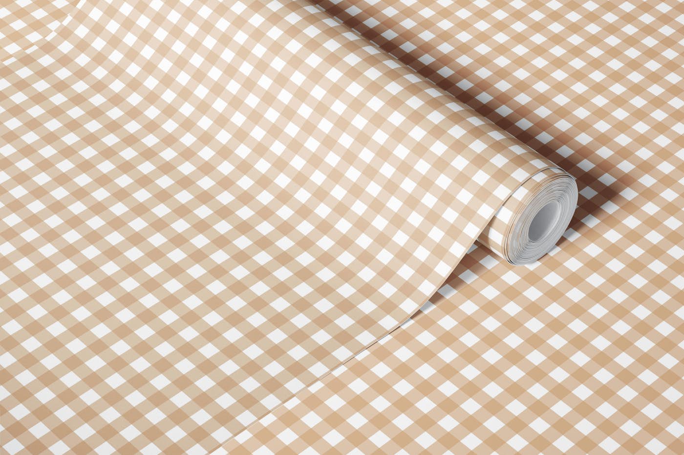 Gingham beige bold wallpaper roll
