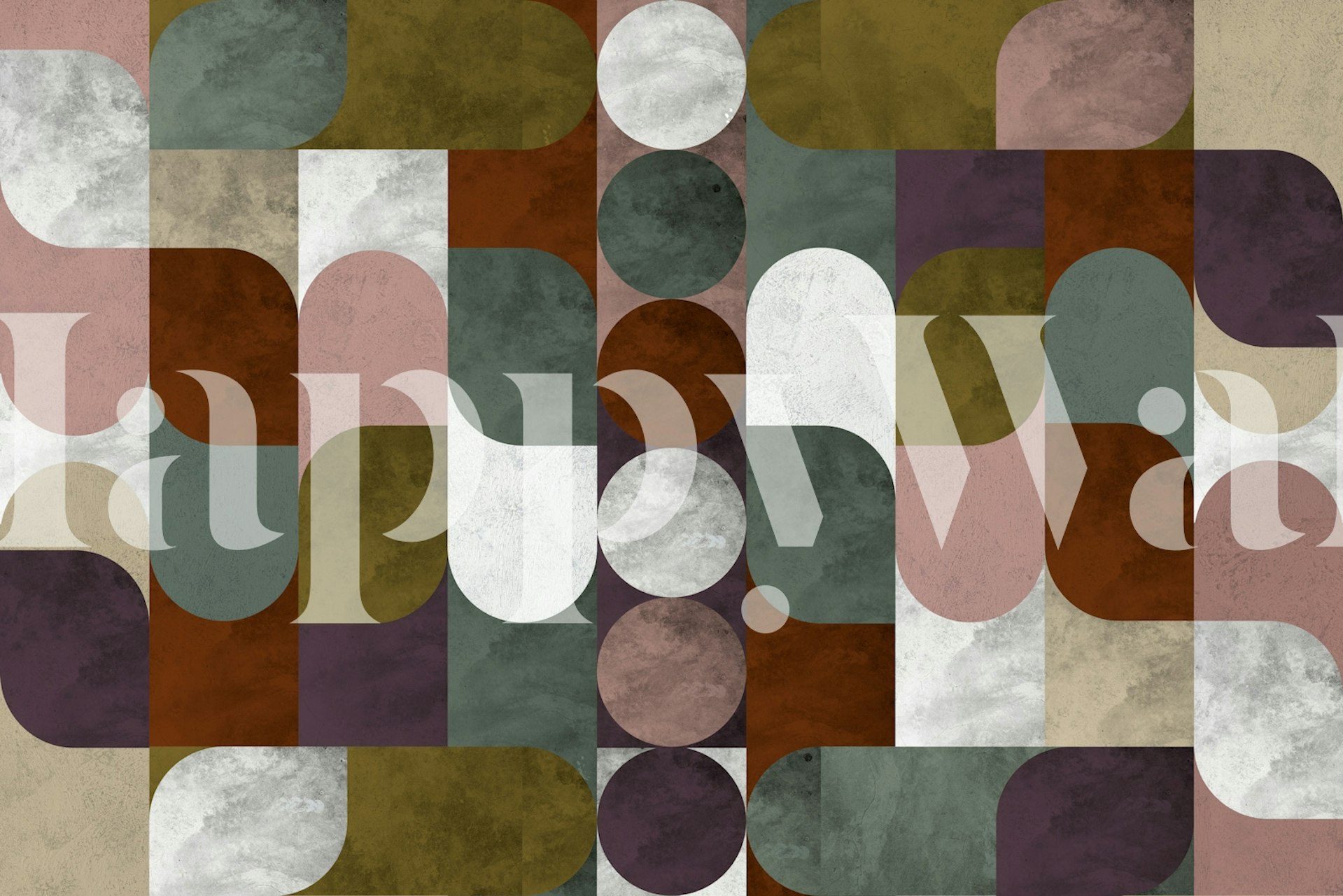 Earthy mosaic design wallpaper in a room