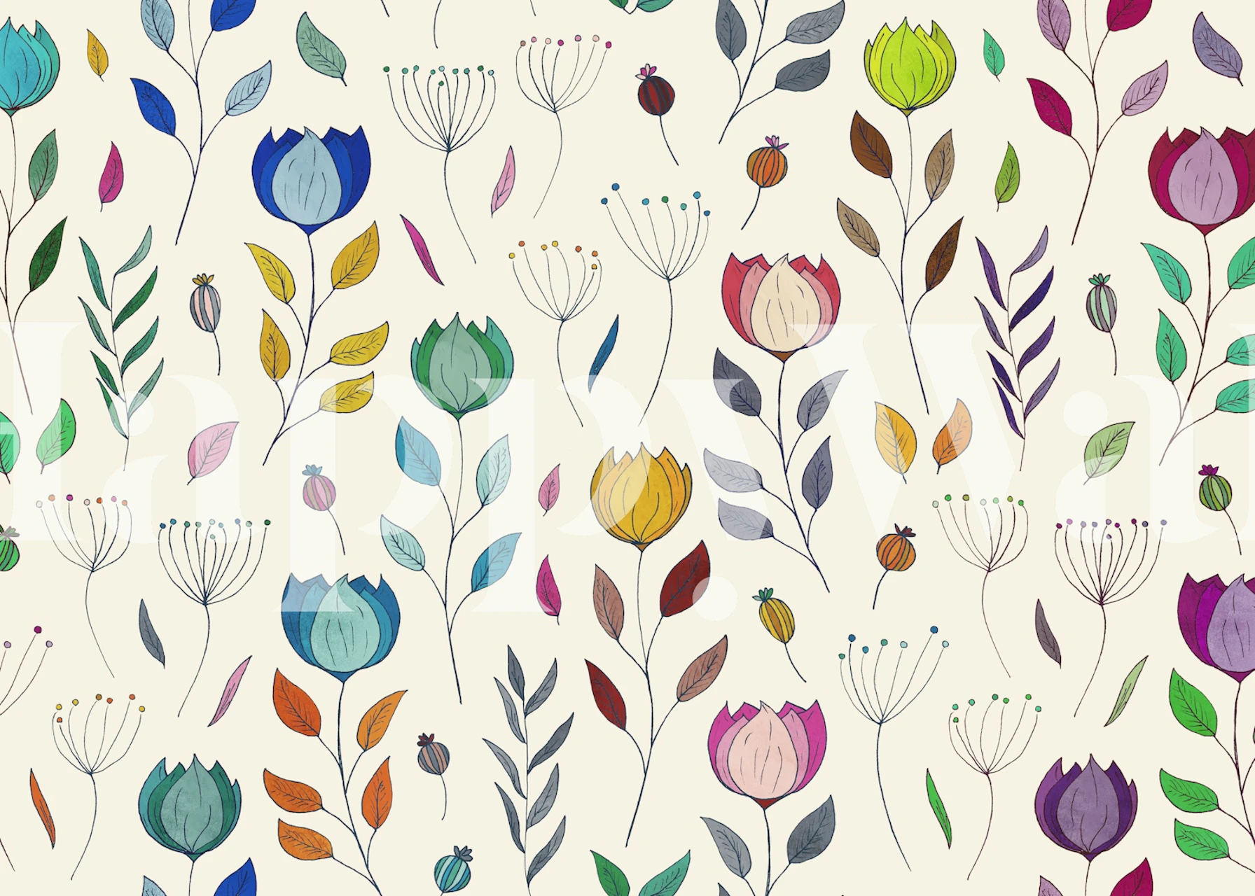 Motif de papier peint Rainbow Bloom Dance dans une pièce