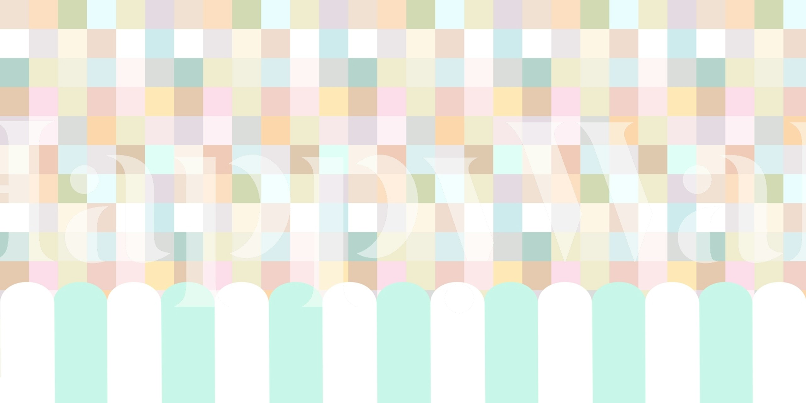 Pastel checkerboard pattern with scallop fence design wallpaper