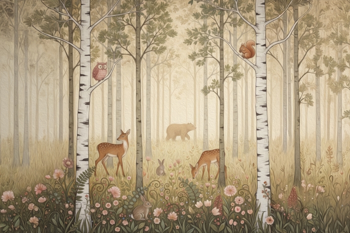 Forest Animals and Wildflowers – Warm Sun
