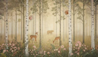 Forest Animals and Wildflowers – Warm Sun wallpaper