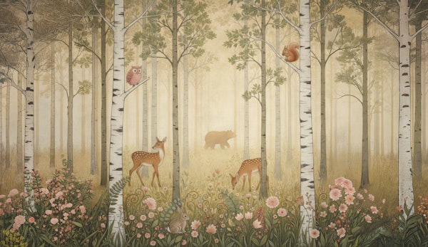 Forest Animals and Wildflowers – Warm Sun