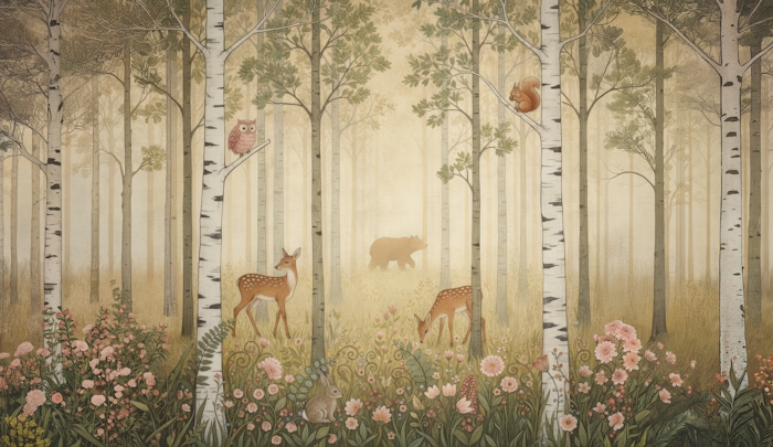 Forest Animals and Wildflowers – Warm Sun