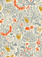 Garden Tales cream and dusty blue wallpaper