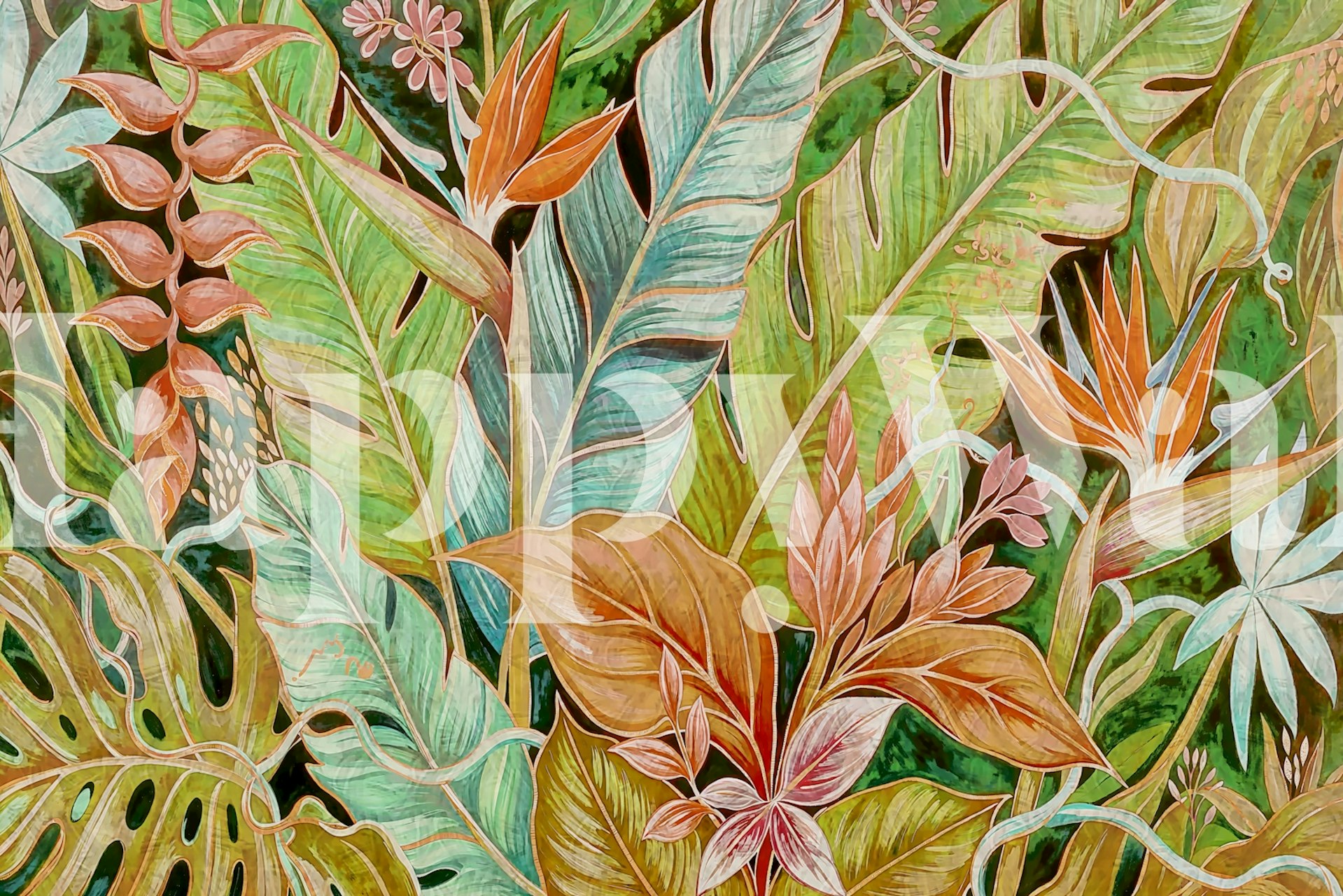 Lush Jungle Leaves wallpaper in a room