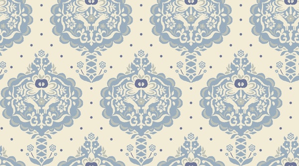 Folksy apple trees blue shades