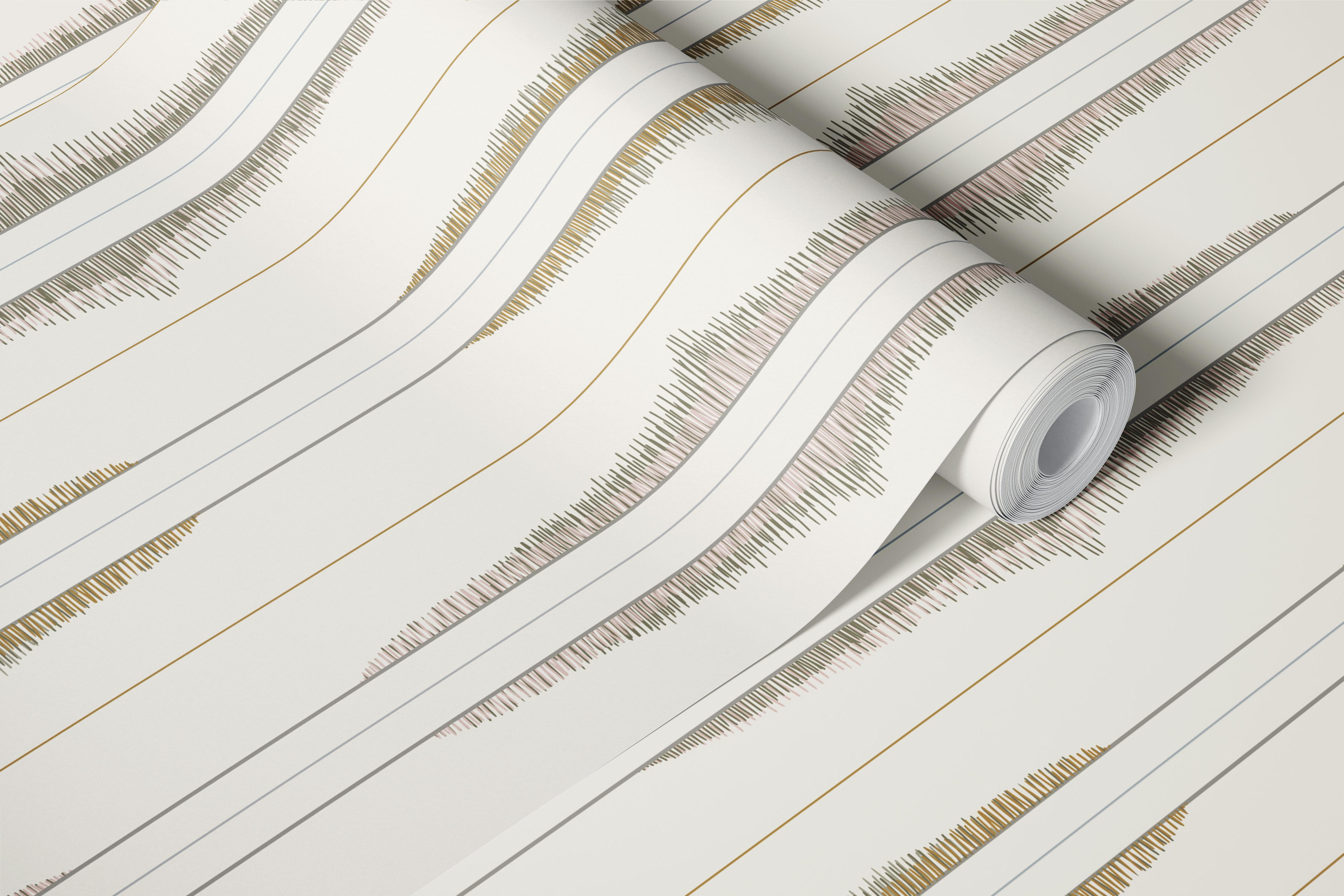 Boho ikat stripes in earthy tones, beige and muted pastel wallpaper