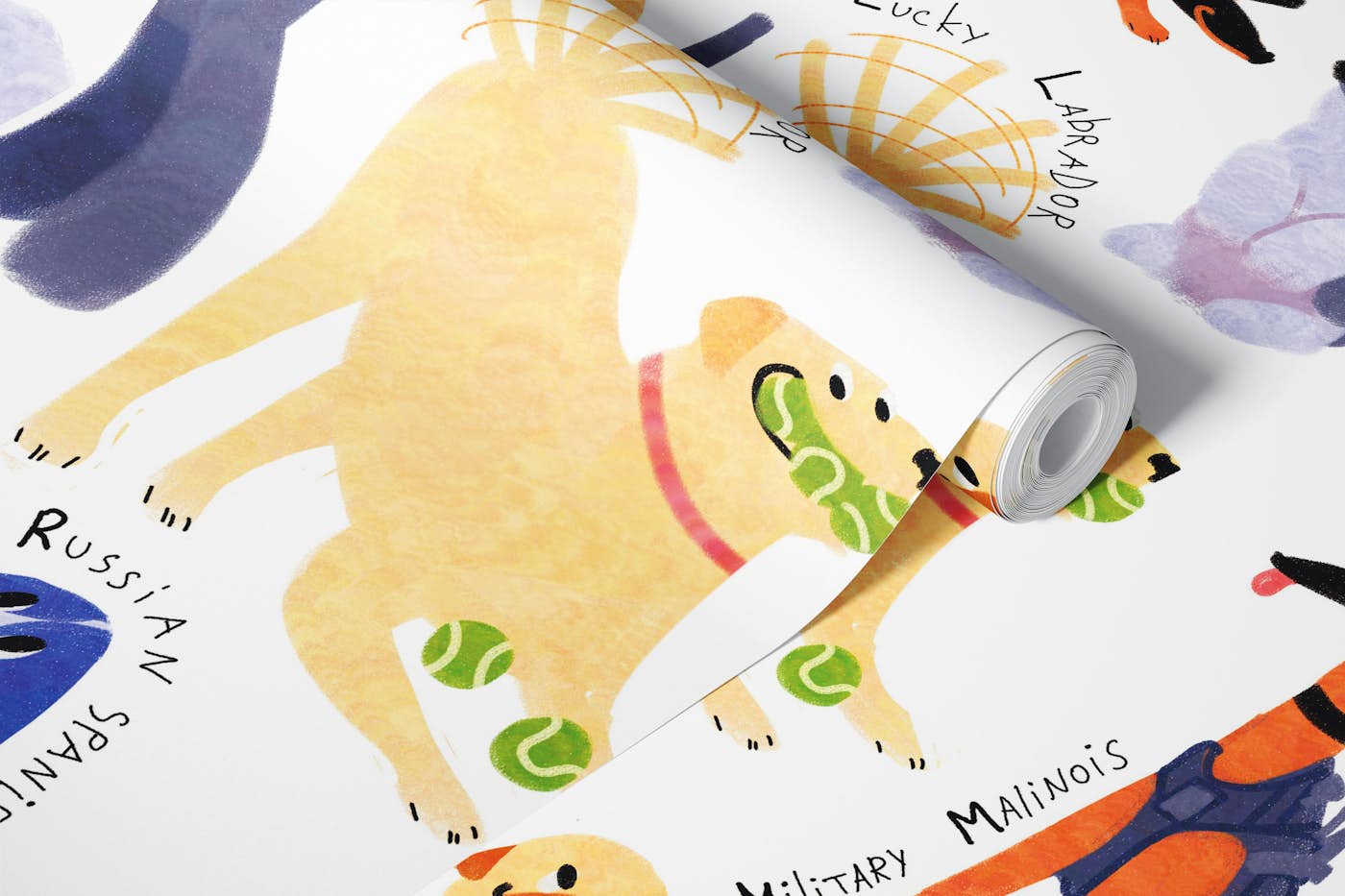 Charming Dog Alphabet Art wallpaper roll