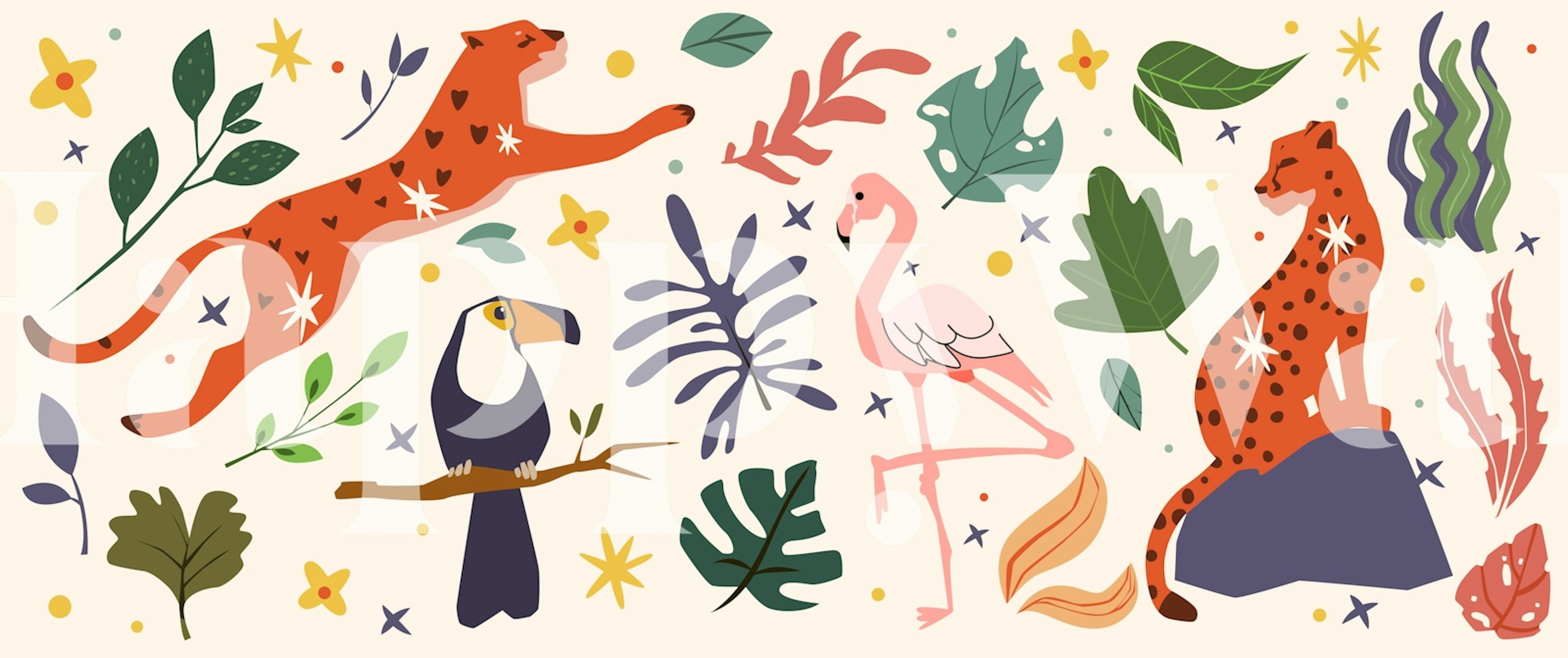 Exotic Jungle Creatures wallpaper in a room