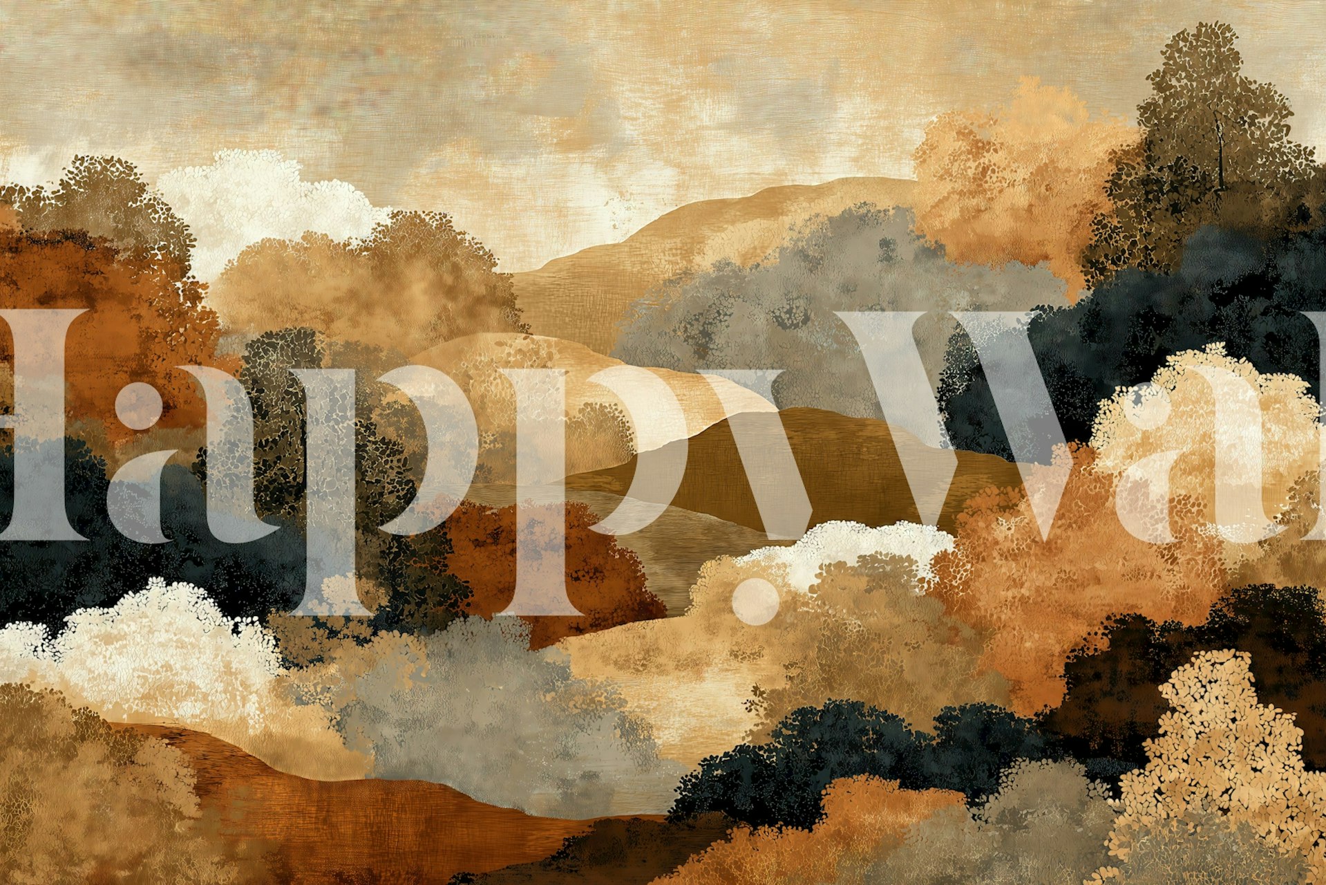 Autumn Lonely Walk wallpaper in a room