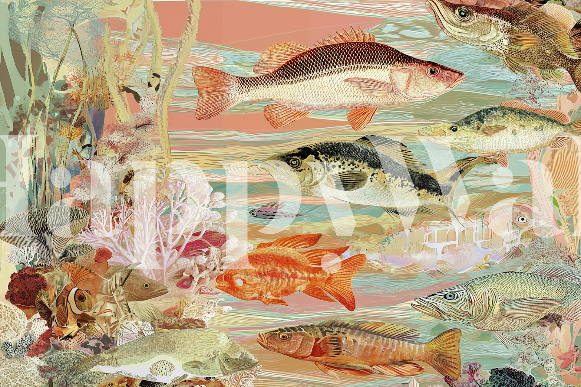 Ταπετσαρία Underwater Deep Wonderland σε ένα δωμάτιο