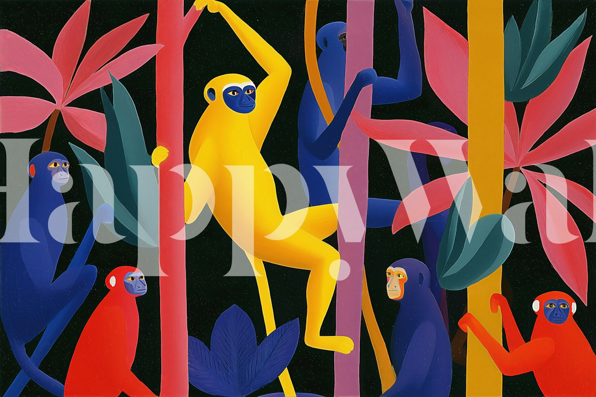 Jungle Monkey Reverie wallpaper in a room