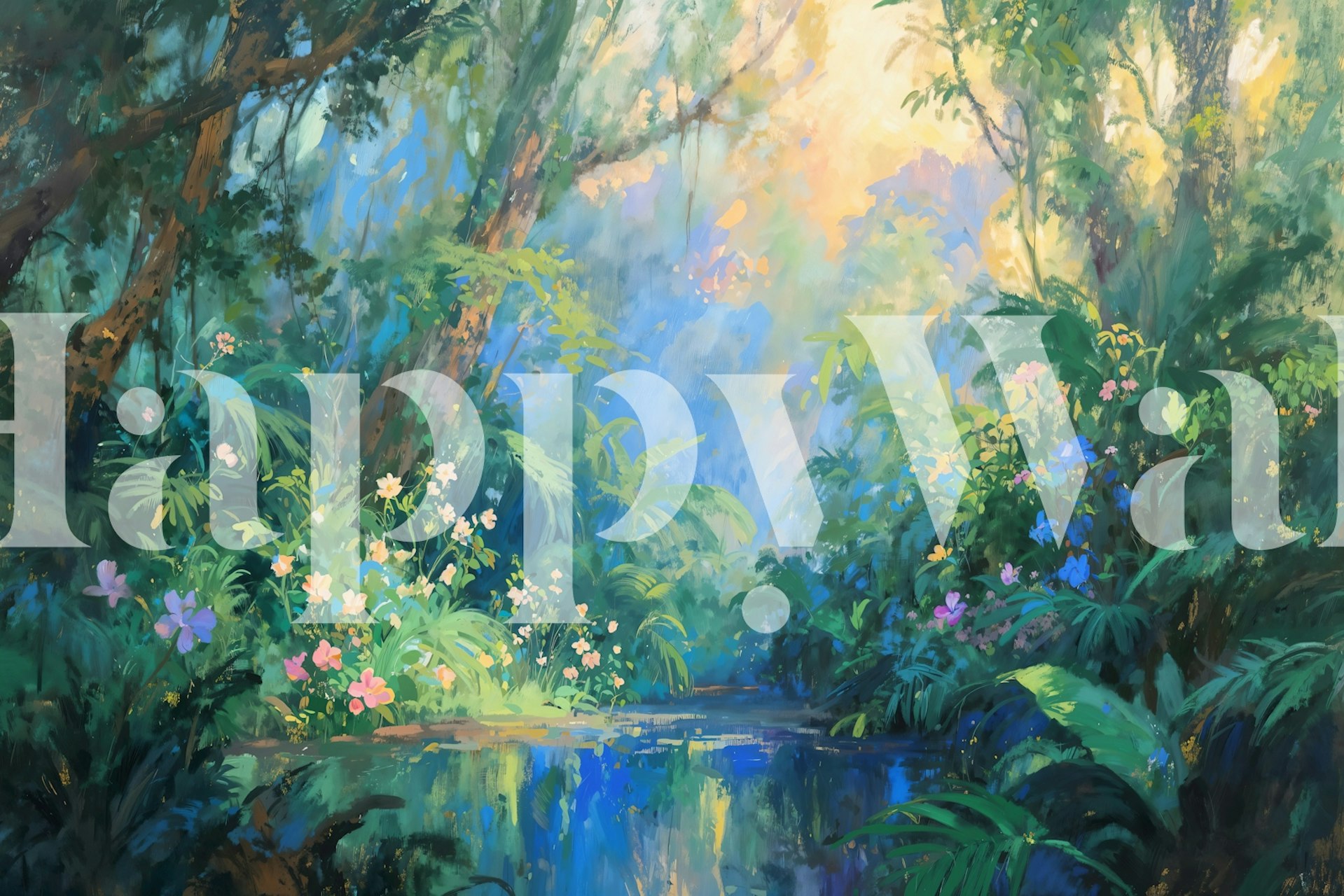 Carta da parati Enchanted Forest Oasis in una stanza