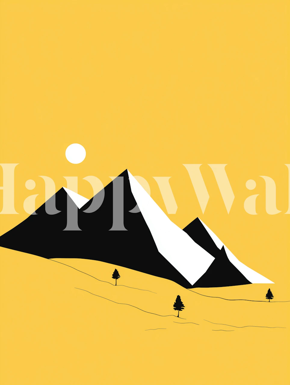 Minimalist mountain design with black and yellow colors wallpaper