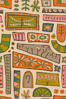 Flower Patches Bohemian Mod Patchwork Earthy papel de parede