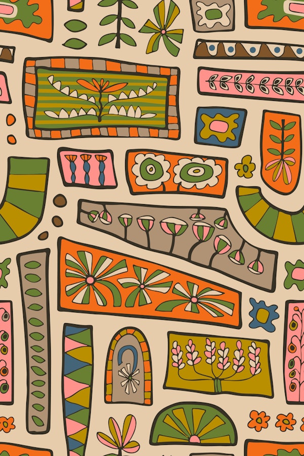 Flower Patches Bohemian Mod Patchwork Earthy