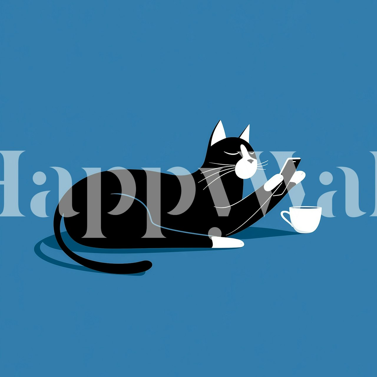 Wallpaper featuring a cat using a smartphone