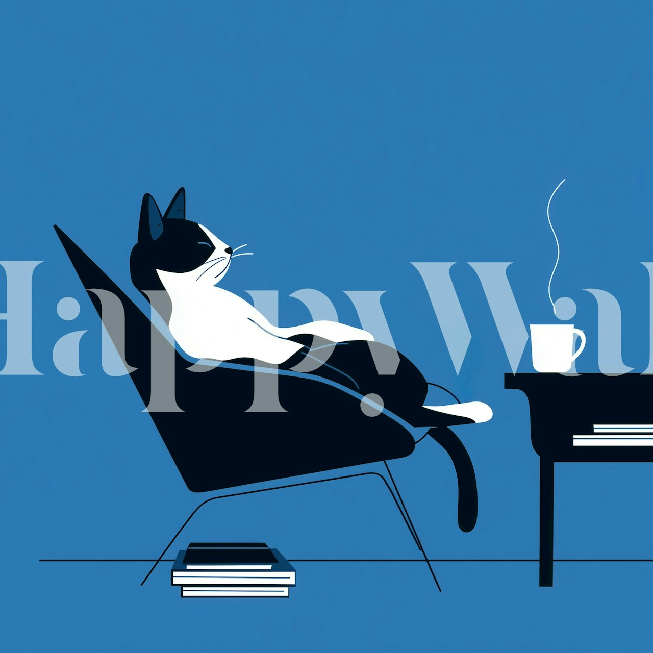 Tapeta Relaxed Feline Vibes v moderní místnosti